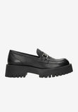 Wojas Black Leather Loafers with Silver Detail | 46198-51