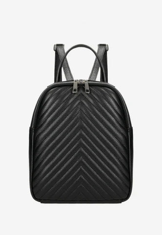 Wojas Black Leather Backpack witch Stitching | 80299-51