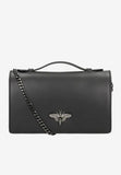 Wojas Black Leather Crossbody Bag with Silver Detail | 80320-51