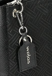 Wojas Black Leather Handbag with Unique Design and Key Ring | 80316-71