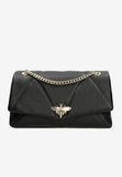Wojas Black Leather Crossbody Bag with Golden Moth | 80287-51