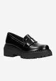 Wojas Black Leather Loafers on a Raised Sole | 46192-31