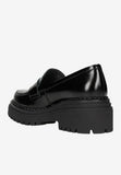 Wojas Black Leather Loafers on a Raised Sole | 46192-31