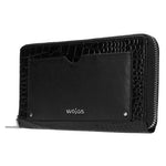 Wojas Crocodile Embossed Leather Zip Around Wallet | 995351