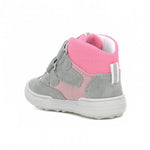 Bartek Girls' Gray-Pink Prophylactic Leather Ankle Sneakers | W-21704-7/AS8