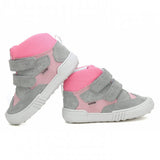 Bartek Girls' Gray-Pink Prophylactic Leather Ankle Sneakers | W-21704-7/AS8