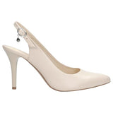 Beige Leather Single Strap High Heels | 35020-54