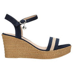Wojas Dark Blue Leather Wedge Sandals | 7602286