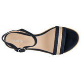 Wojas Dark Blue Leather Wedge Sandals | 7602286