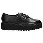 Wojas Women's Black Leather Wedge Sneakers | 46054-51