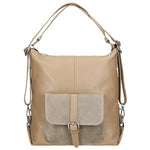Woajs 2 in 1 Beige Leather Shoulder Bag and Backpack | 80021-74