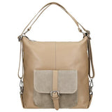 Woajs 2 in 1 Beige Leather Shoulder Bag and Backpack | 80021-74