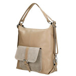 Woajs 2 in 1 Beige Leather Shoulder Bag and Backpack | 80021-74