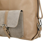 Woajs 2 in 1 Beige Leather Shoulder Bag and Backpack | 80021-74