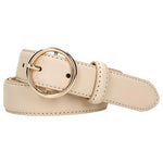 Wojas Women's Cream Leather Belt With Round Buckle | 9303353