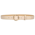 Wojas Women's Cream Leather Belt With Round Buckle | 9303353