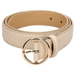 Wojas Women's Cream Leather Belt With Round Buckle | 9303353