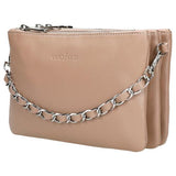 Wojas Dusty Pink Leather 3-pockets Crossbody Bag with Decorative Strap | 8011654