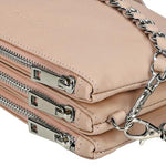 Wojas Dusty Pink Leather 3-pockets Crossbody Bag with Decorative Strap | 8011654