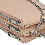 Wojas Dusty Pink Leather 3-pockets Crossbody Bag with Decorative Strap | 8011654