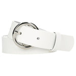 Wojas Women's White Leather Belt With Round Buckle | 997359