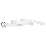 Wojas Women's White Leather Belt With Round Buckle | 997359