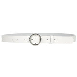 Wojas Women's White Leather Belt With Round Buckle | 997359