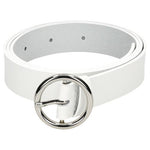 Wojas Women's White Leather Belt With Round Buckle | 997359