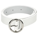 Wojas Women's White Leather Belt With Round Buckle | 997359
