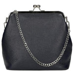 Wojas Dark Blue Leather Crossbody Bag with Chain | 80216-56