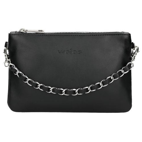 Wojas Black Leather 3-pockets Crossbody Bag with Decorative Strap | 80116-51