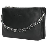 Wojas Black Leather 3-pockets Crossbody Bag with Decorative Strap | 80116-51