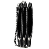 Wojas Black Leather 3-pockets Crossbody Bag with Decorative Strap | 80116-51