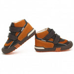 Bartek Boys' Brown-Orange Prophylactic Leather Ankle Sneakers | 91756-024