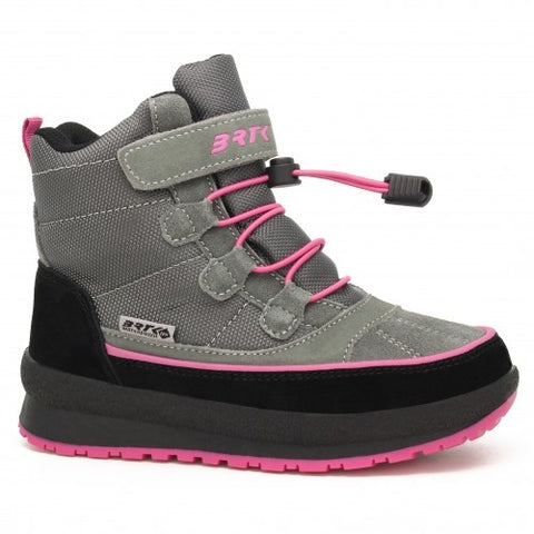 Bartek Girls' Gray and Pink Insulated Ankle Boots | 17288004