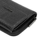 Wojas Black Leather Zip Around Wallet with Decorative Embossing | 91021-51