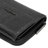 Wojas Black Leather Zip Around Wallet with Decorative Embossing | 91021-51