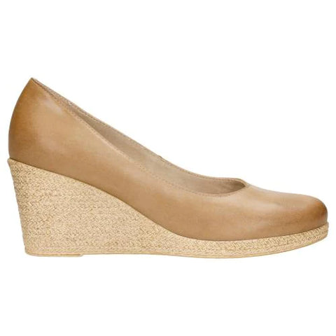 Wojas Beige Leather Closed Toe Wedges | 35077-54