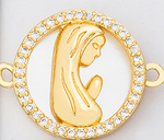 Adjustable Rope Golden Beads and Zirconia Bracelet with Virgin Mary Accent | CBE86