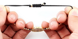 Adjustable Rope Golden Beads and Zirconia Bracelet with Virgin Mary Accent | CBE86