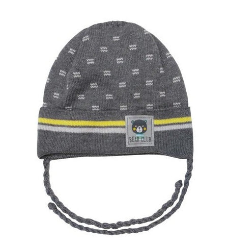 Dark Gray Beanie with Teddy Bear Patch 0-12 months | 42/019-DG