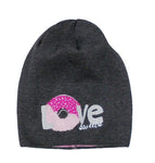 Dark Gray Spring Beanie with - Love Donut Print ~6-12 years | 44/099-DG