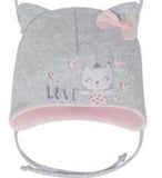 Light Gray Tied Beanie with Ears 0-12 months | 42/014