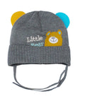 Spring Dark Gray Printed Tying Beanie with Ears 0-12 months | 42/024-DG