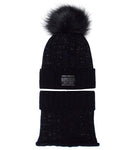 Girl's Black Beanie and Tube Scarf Set with Silver Threads ~ 4-7 years | 42/514