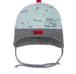 Mint Cotton Beanie with Truck Print ~1-3 Years  | 44/026-MI