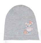 Gray Cotton Beanie with Owl Print ~ 4-5 years | 44/062-G