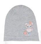 Gray Cotton Beanie with Owl Print ~ 1-4 years | 44/062-G