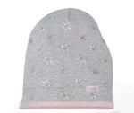 Toddler Girl Light Gray Cotton Beanie with Flowers ~ 1-4 years  | 44/063