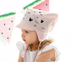 100% Cotton Summer Hat with Mouse Print, Visor and Chin Strap ~ 0-12 months | 44/265
